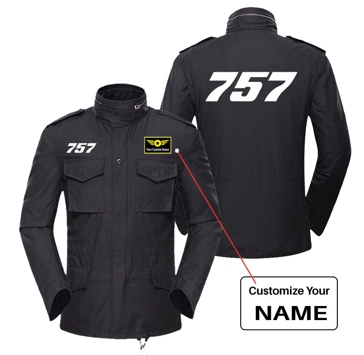 757 Flat Text Designed Military Coats