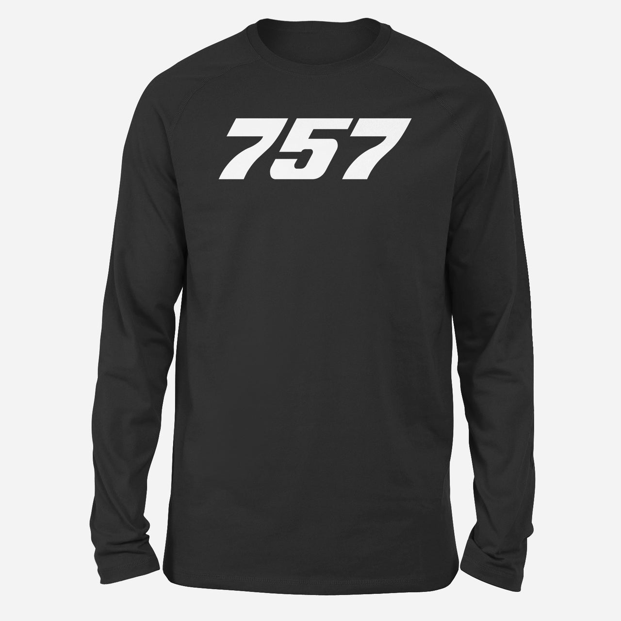 757 Flat Text Designed Long-Sleeve T-Shirts