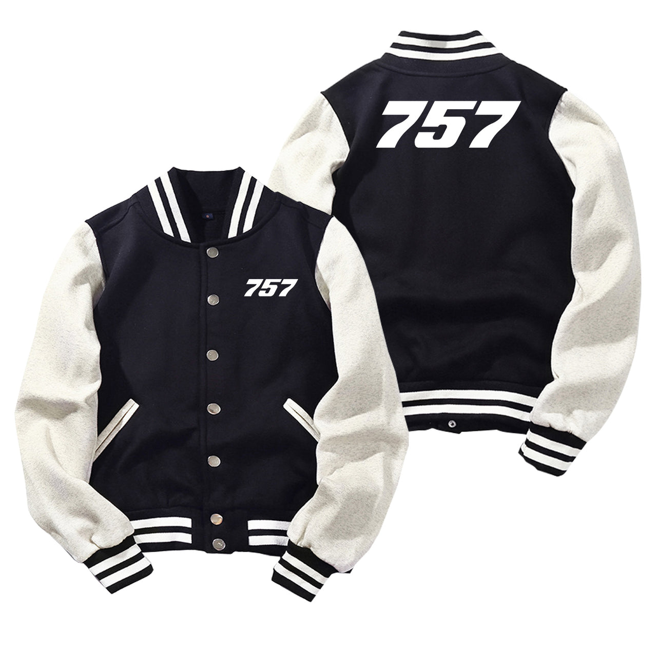 757 Flat Text Designed Baseball Style Jackets