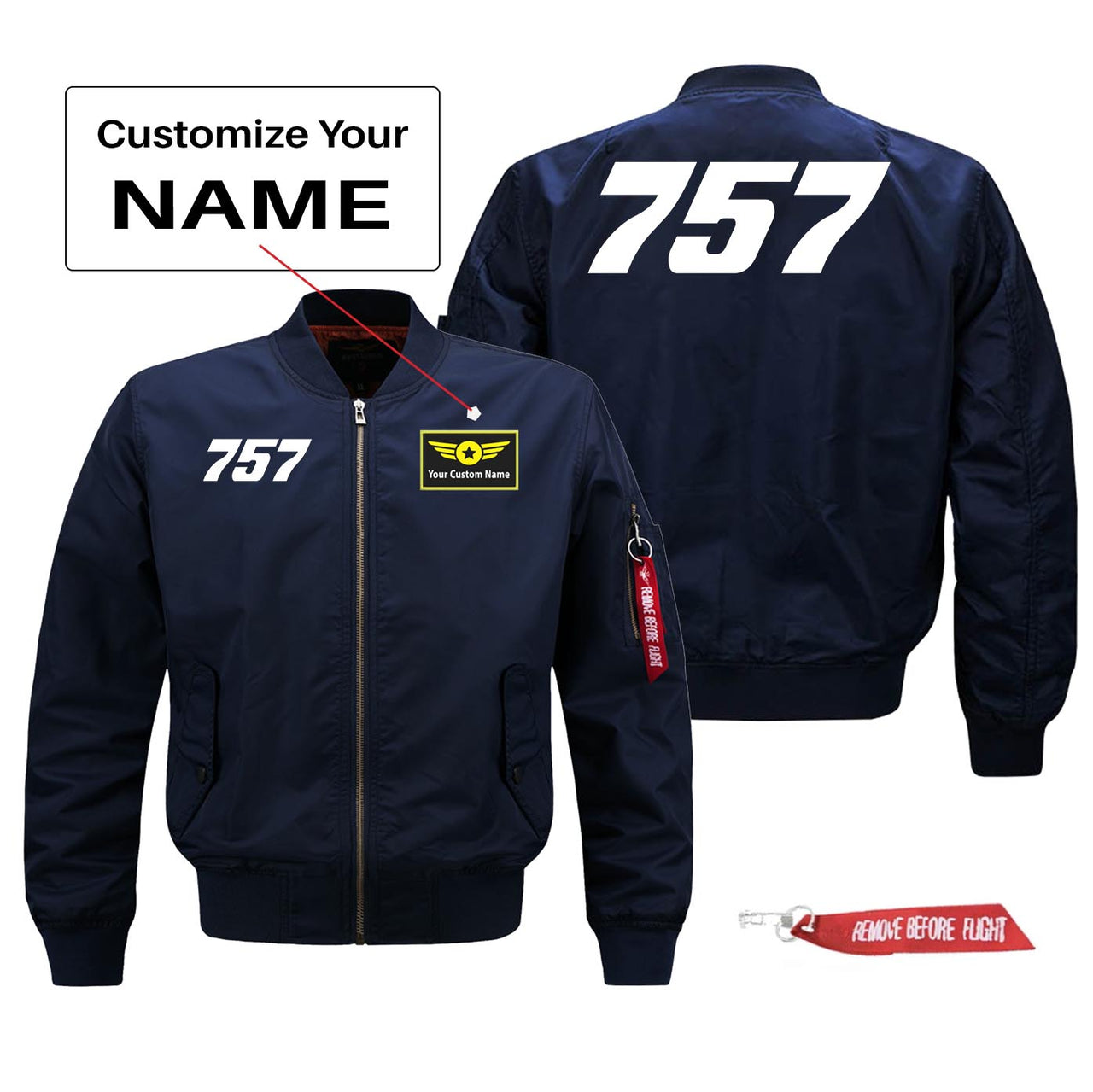 757 Flat Text Designed Pilot Jackets (Customizable)