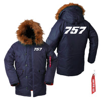 Thumbnail for 757 Flat Text Designed Parka Bomber Jackets