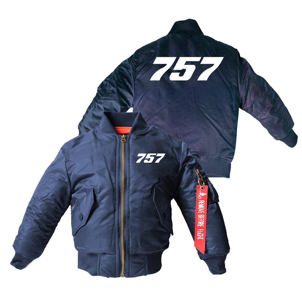 757 Flat Text Designed Children Bomber Jackets