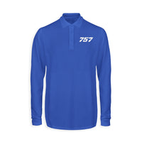 Thumbnail for 757 Flat Text Designed Long Sleeve Polo T-Shirts