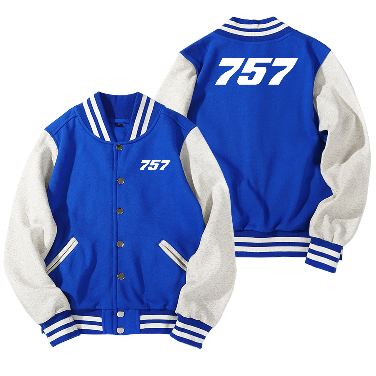 757 Flat Text Designed Baseball Style Jackets