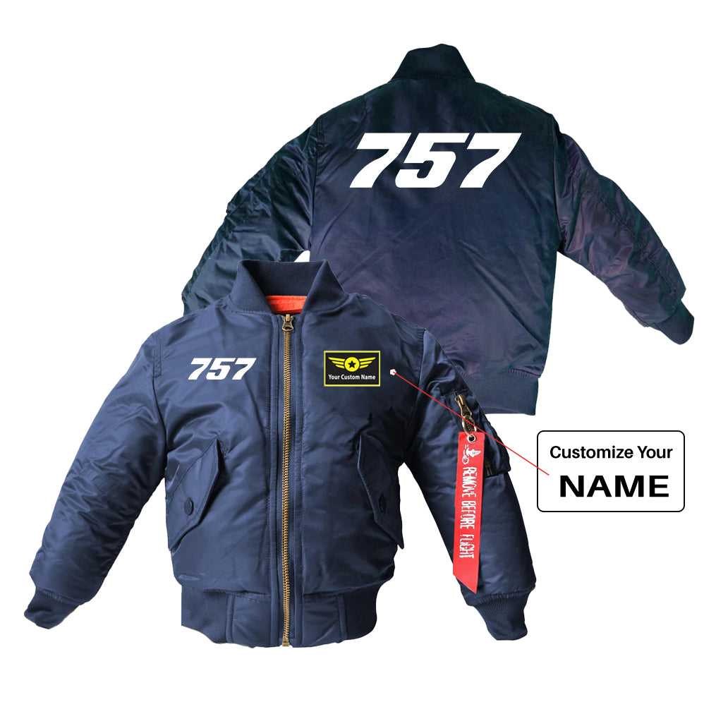 757 Flat Text Designed Children Bomber Jackets