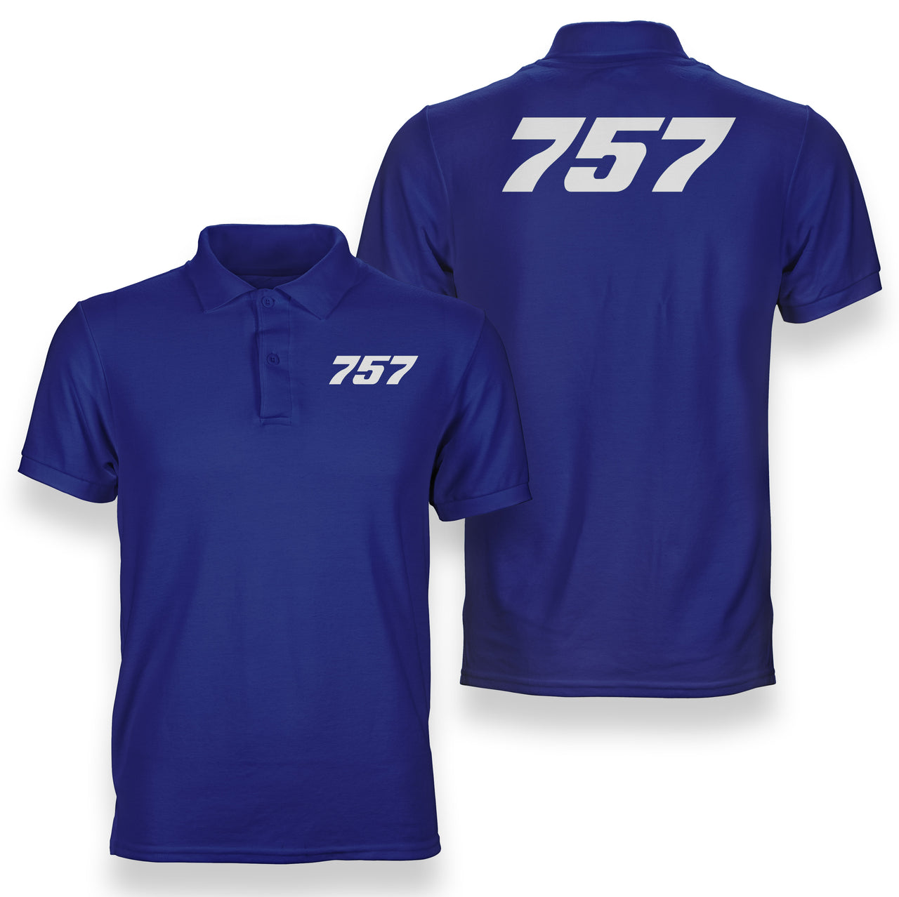 757 Flat Text Designed Double Side Polo T-Shirts