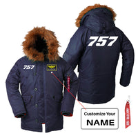 Thumbnail for 757 Flat Text Designed Parka Bomber Jackets