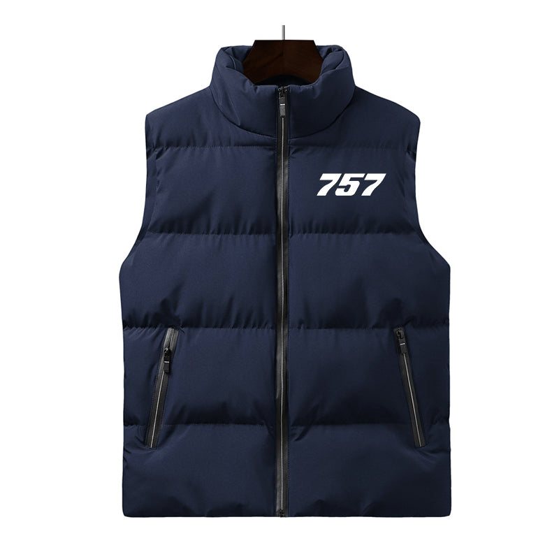 757 Flat Text Designed Puffy Vests