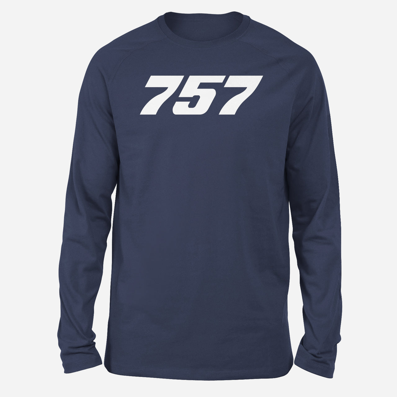 757 Flat Text Designed Long-Sleeve T-Shirts