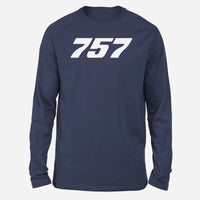 Thumbnail for 757 Flat Text Designed Long-Sleeve T-Shirts