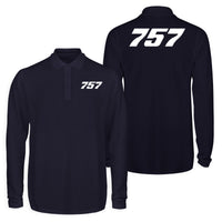 Thumbnail for 757 Flat Text Designed Long Sleeve Polo T-Shirts (Double-Side)