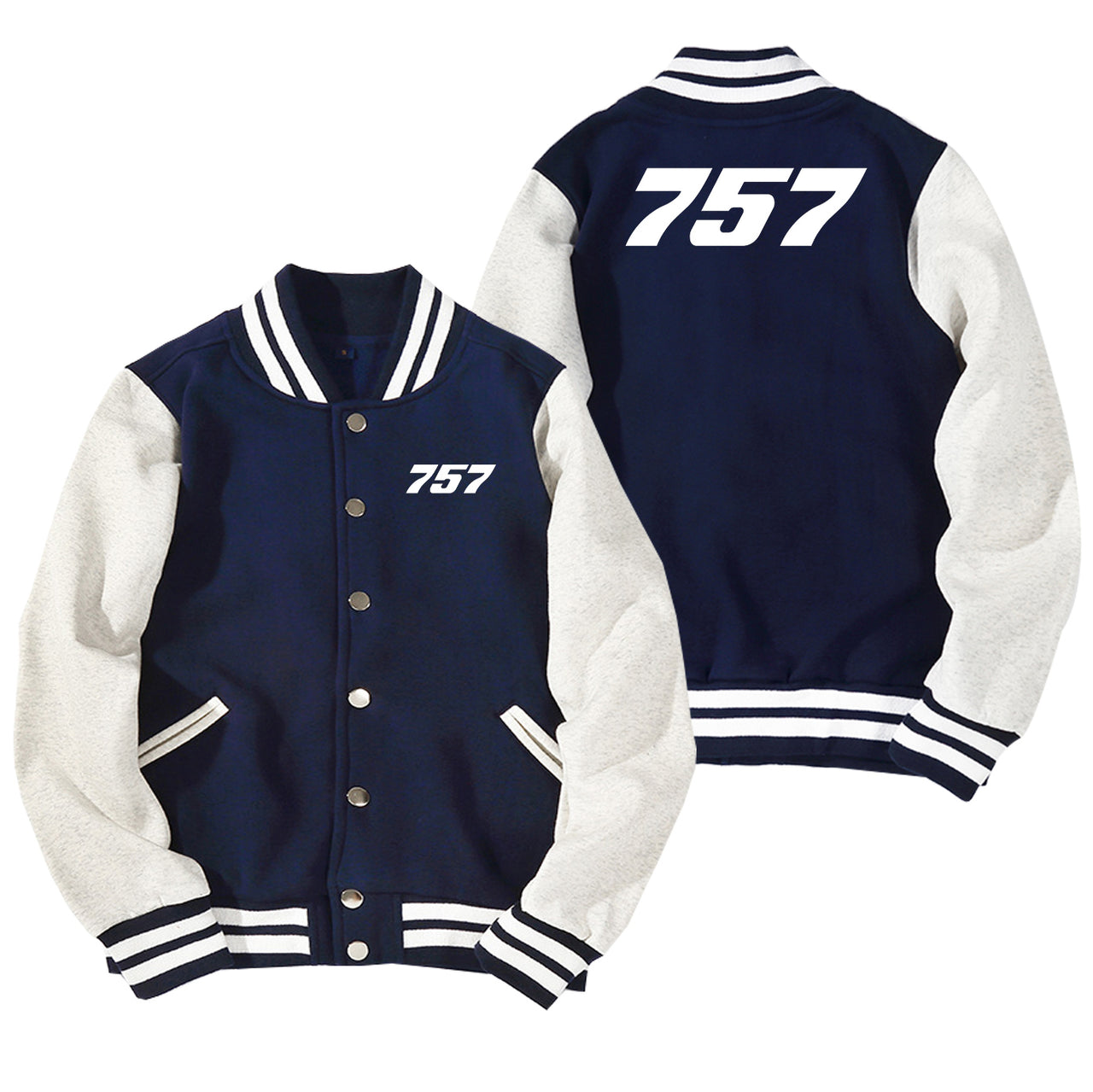 757 Flat Text Designed Baseball Style Jackets