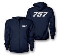 Thumbnail for 757 Flat Text Designed Zipped Hoodies