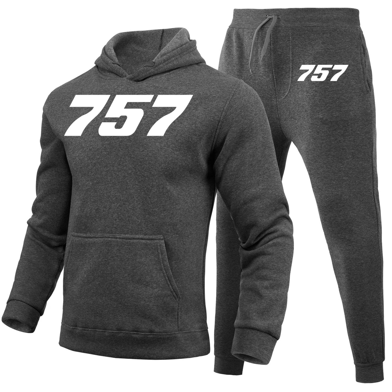 757 Flat Text Designed Hoodies & Sweatpants Set