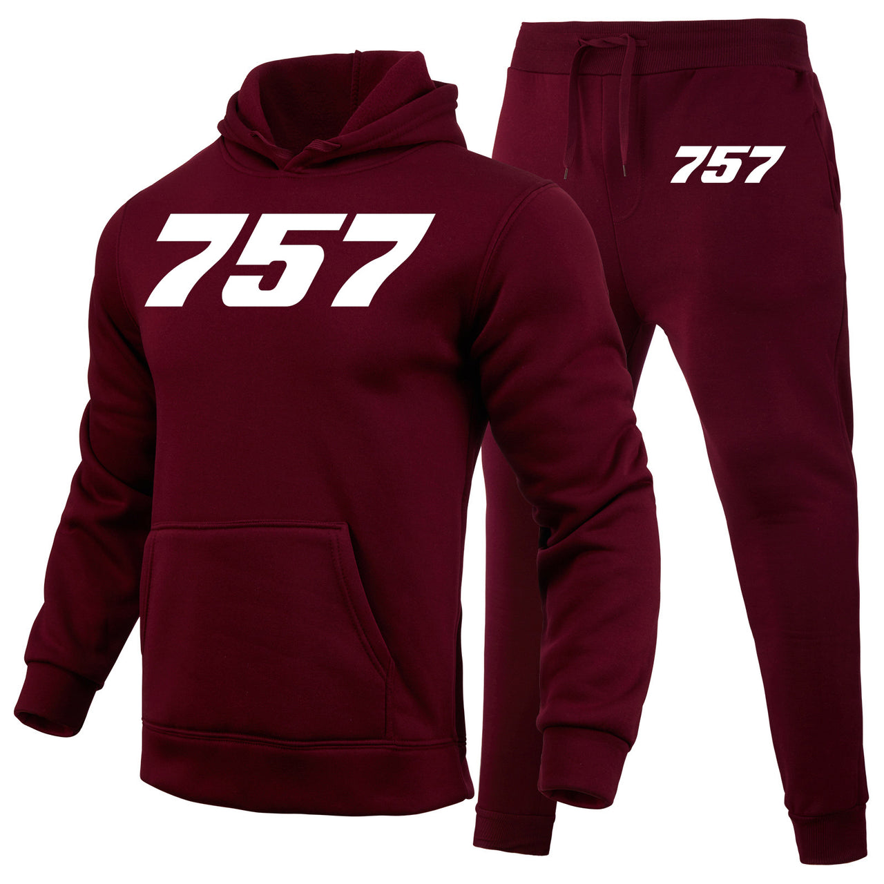 757 Flat Text Designed Hoodies & Sweatpants Set