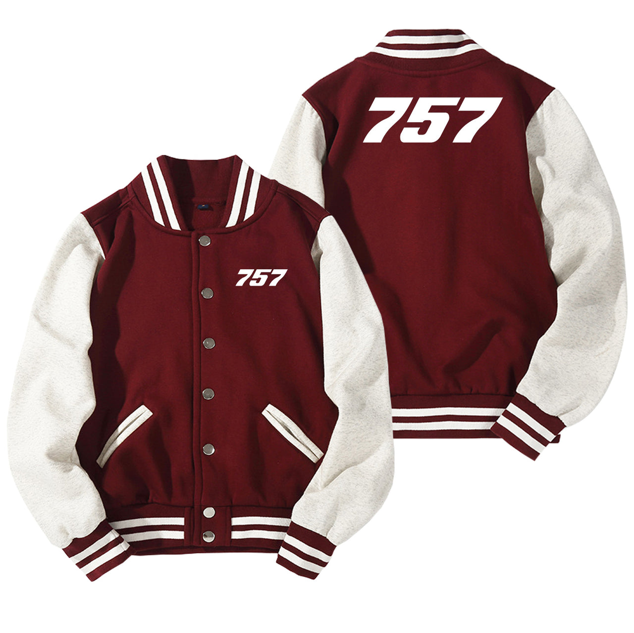 757 Flat Text Designed Baseball Style Jackets