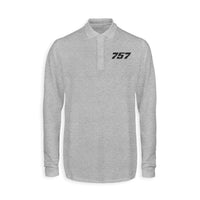 Thumbnail for 757 Flat Text Designed Long Sleeve Polo T-Shirts