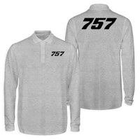 Thumbnail for 757 Flat Text Designed Long Sleeve Polo T-Shirts (Double-Side)