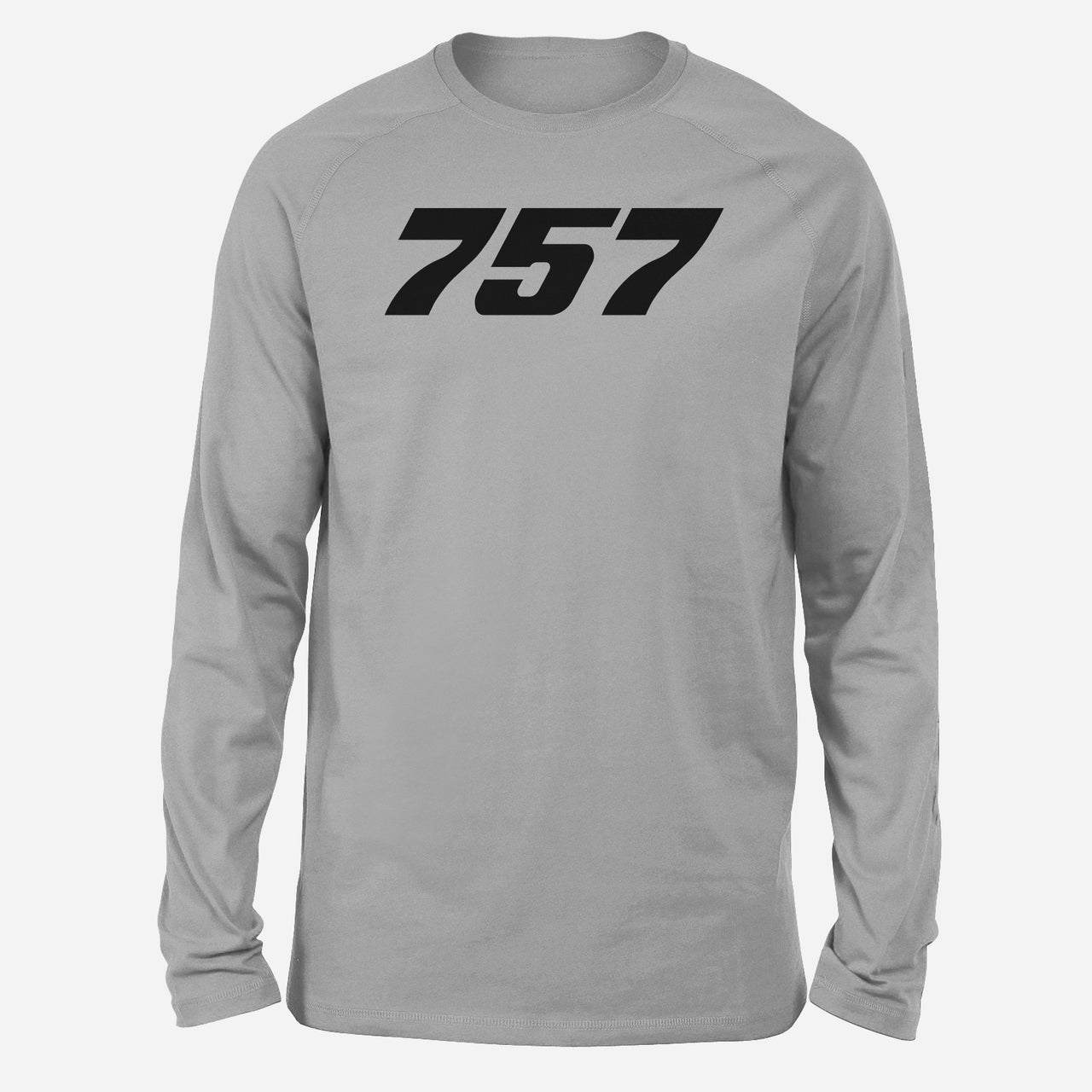 757 Flat Text Designed Long-Sleeve T-Shirts