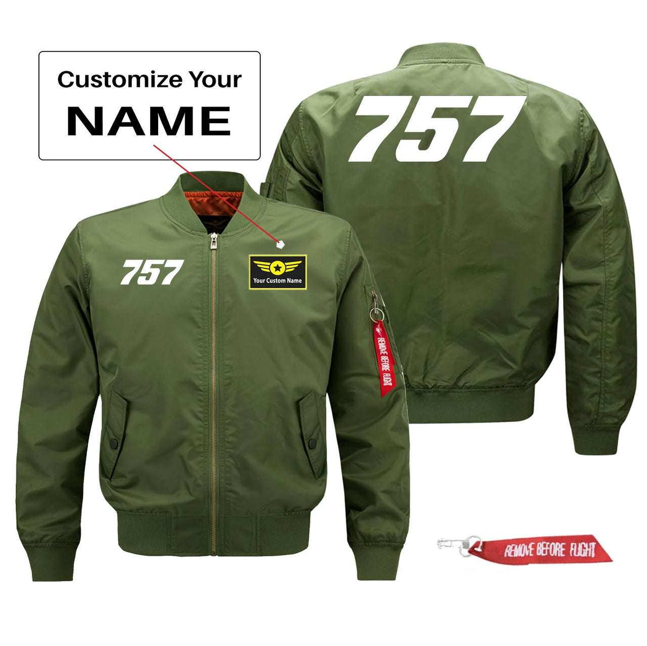 757 Flat Text Designed Pilot Jackets (Customizable)