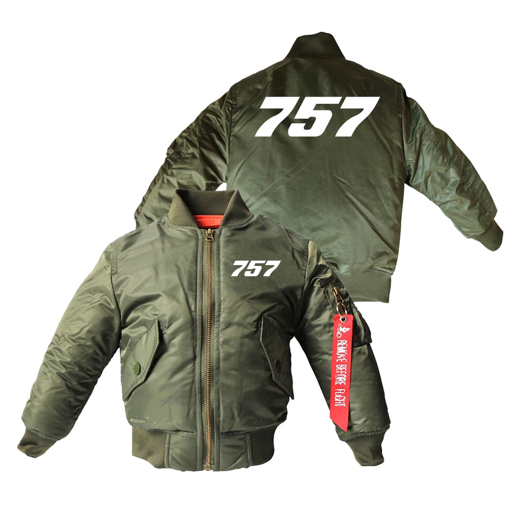 757 Flat Text Designed Children Bomber Jackets