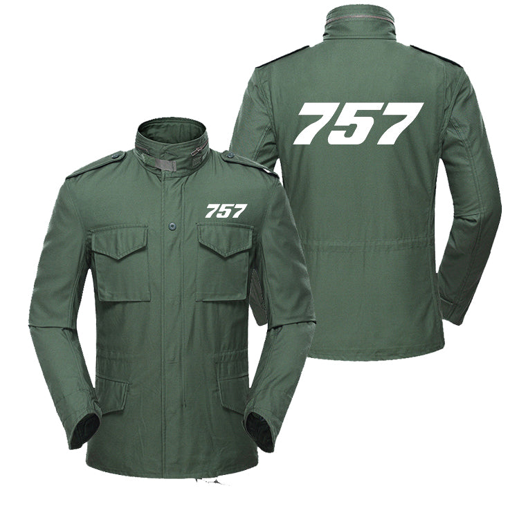 757 Flat Text Designed Military Coats