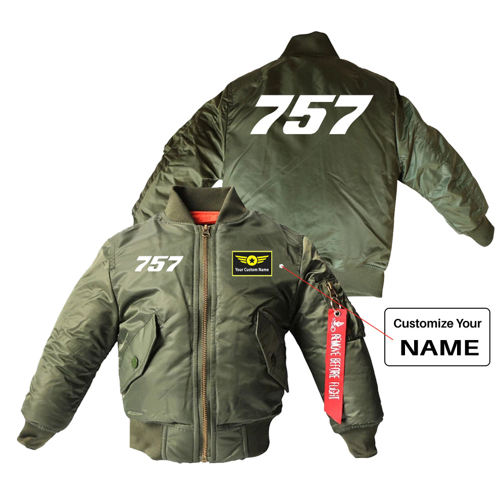 757 Flat Text Designed Children Bomber Jackets