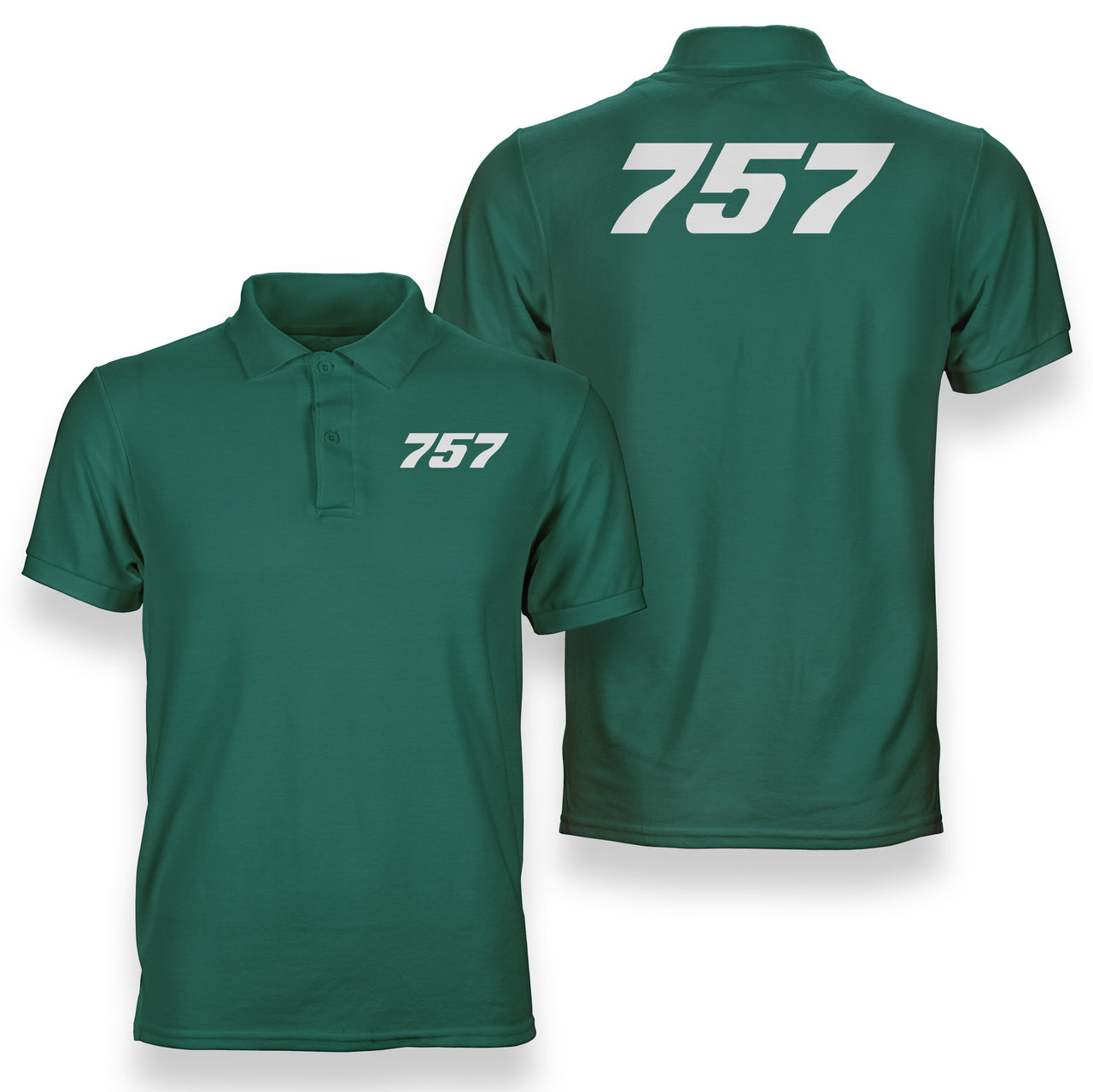 757 Flat Text Designed Double Side Polo T-Shirts