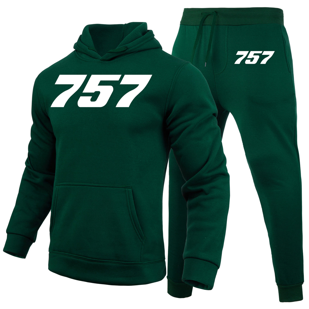 757 Flat Text Designed Hoodies & Sweatpants Set