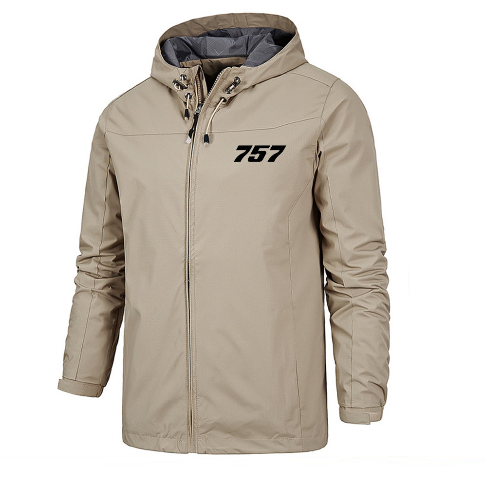 757 Flat Text Designed Rain Jackets & Windbreakers