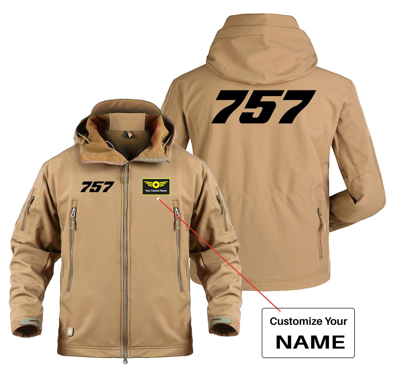 757 Flat Text Designed Military Jackets (Customizable)