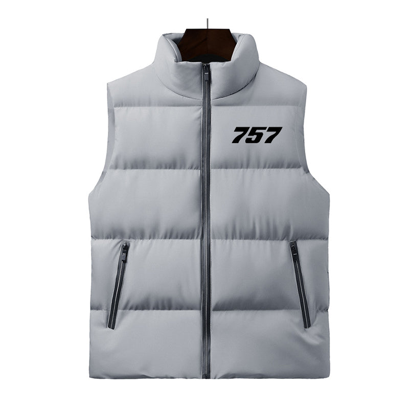 757 Flat Text Designed Puffy Vests