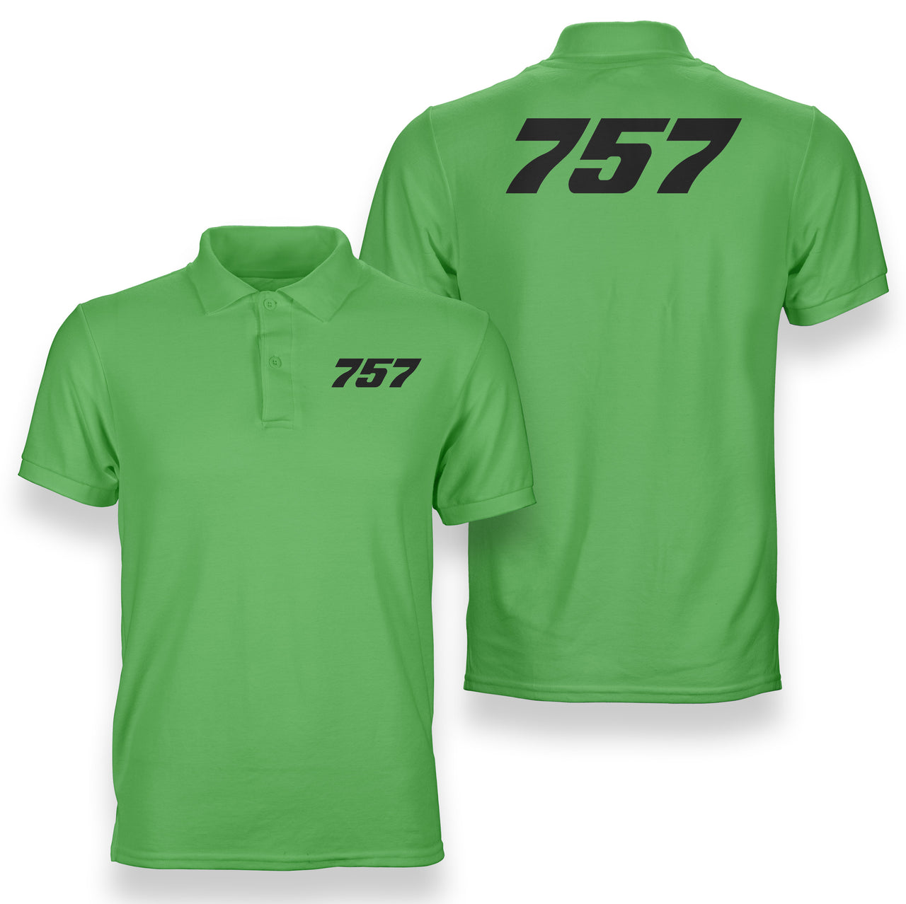 757 Flat Text Designed Double Side Polo T-Shirts