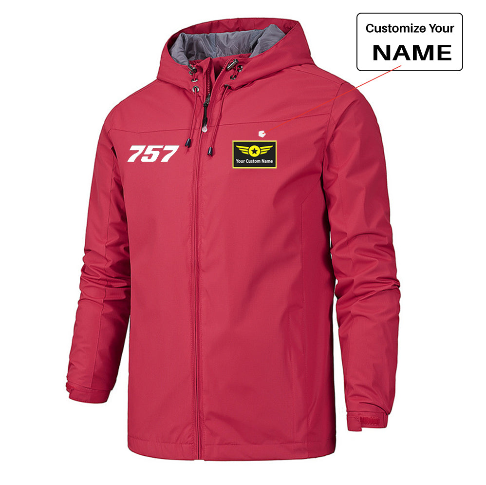 757 Flat Text Designed Rain Jackets & Windbreakers