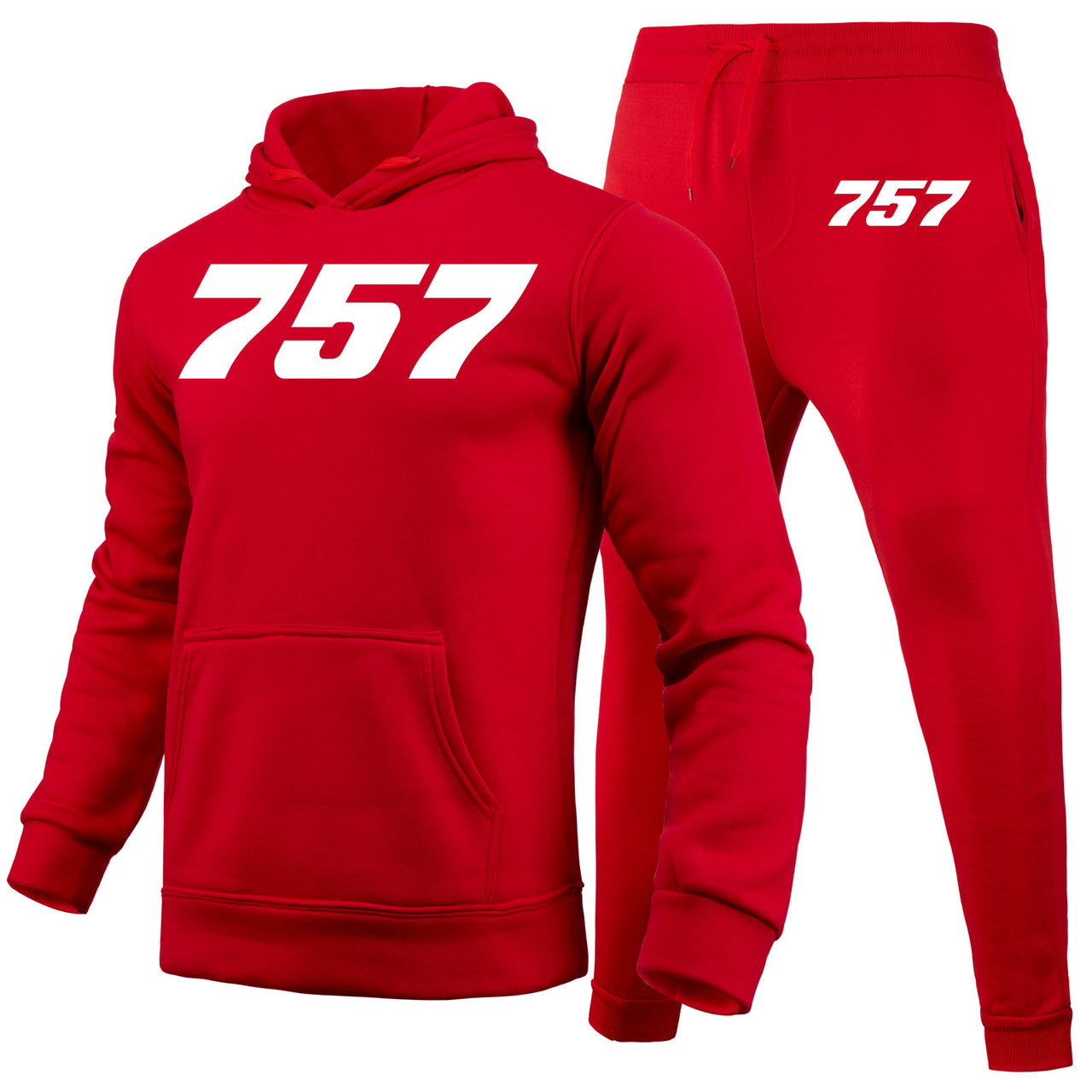 757 Flat Text Designed Hoodies & Sweatpants Set