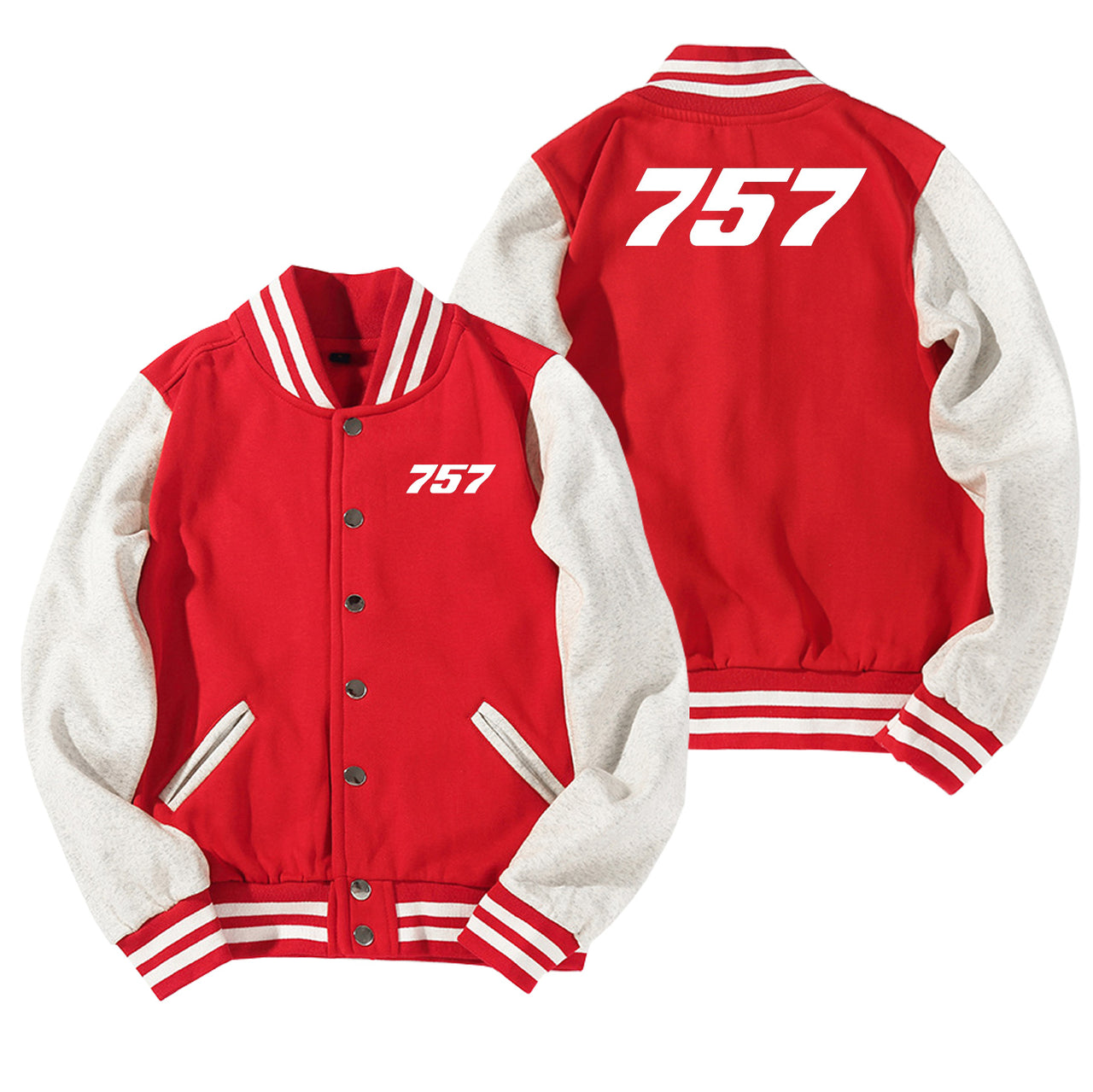 757 Flat Text Designed Baseball Style Jackets