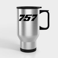 Thumbnail for 757 Flat Text Designed Travel Mugs (With Holder)