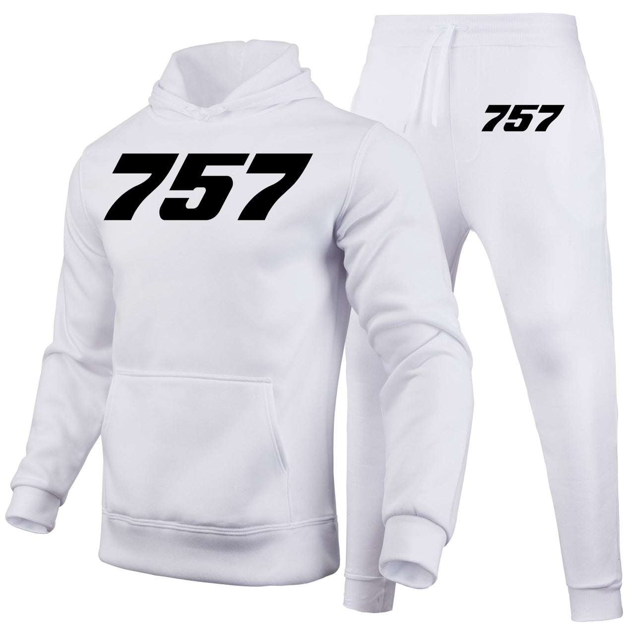 757 Flat Text Designed Hoodies & Sweatpants Set