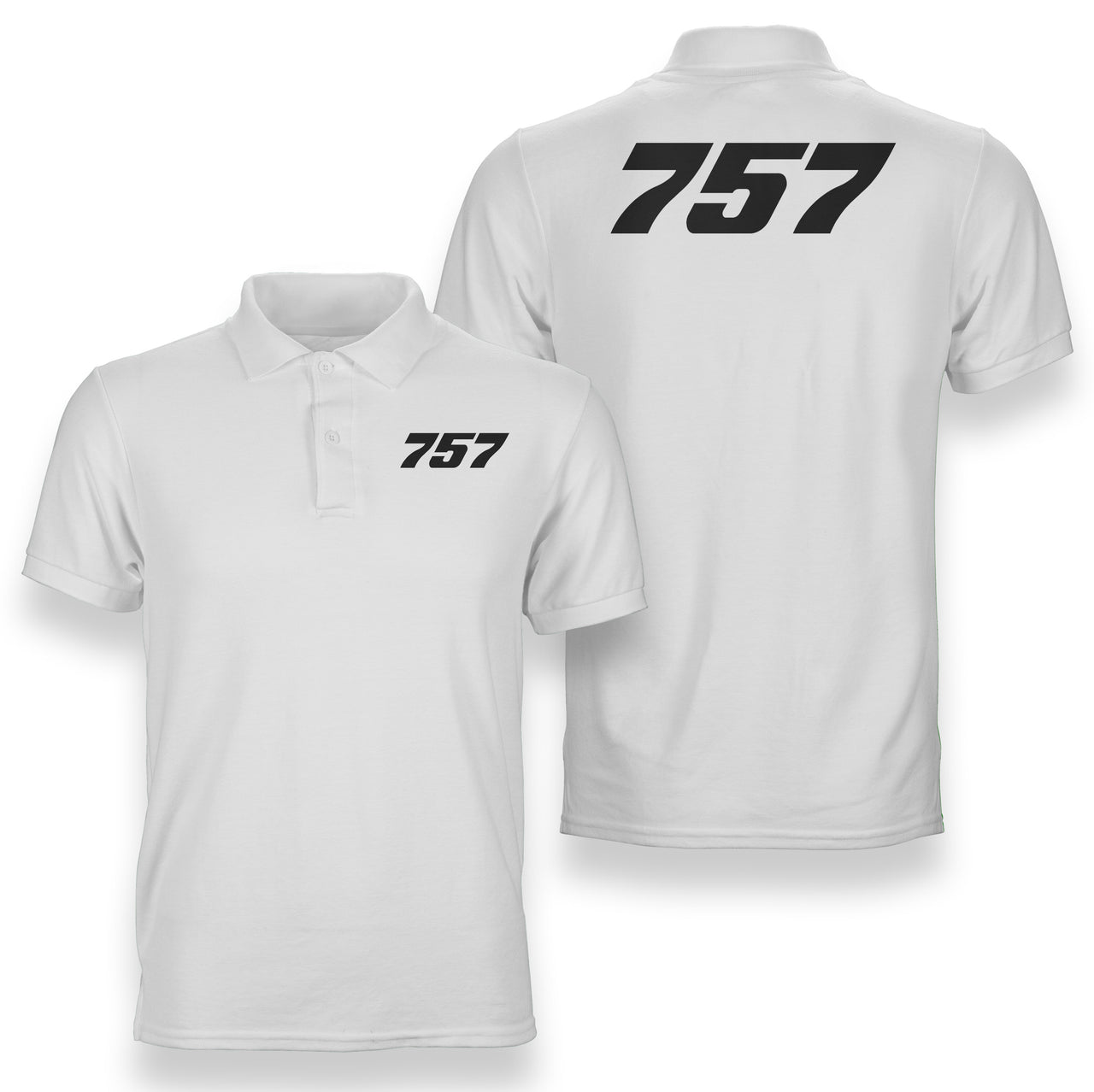 757 Flat Text Designed Double Side Polo T-Shirts