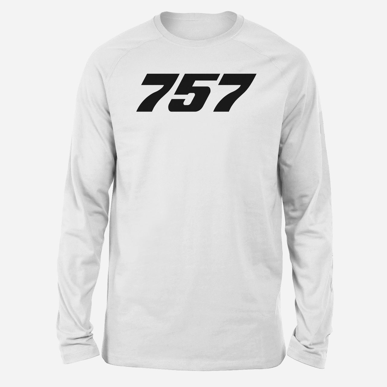 757 Flat Text Designed Long-Sleeve T-Shirts