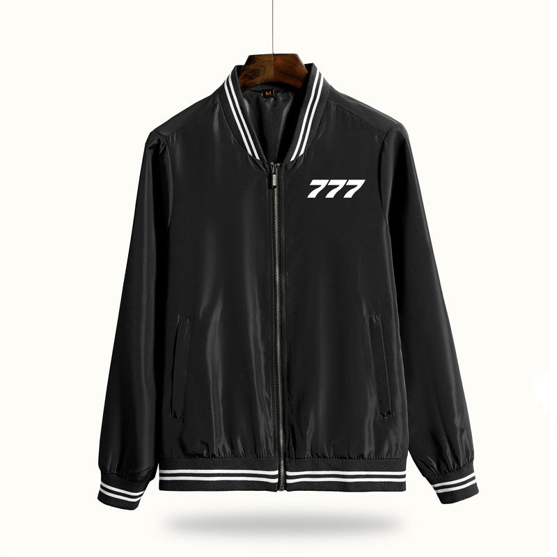 777 Flat Text Designed Thin Spring Jackets