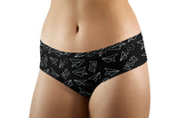 Thumbnail for Paper Airplane & Fly Black Designed Women Panties & Shorts