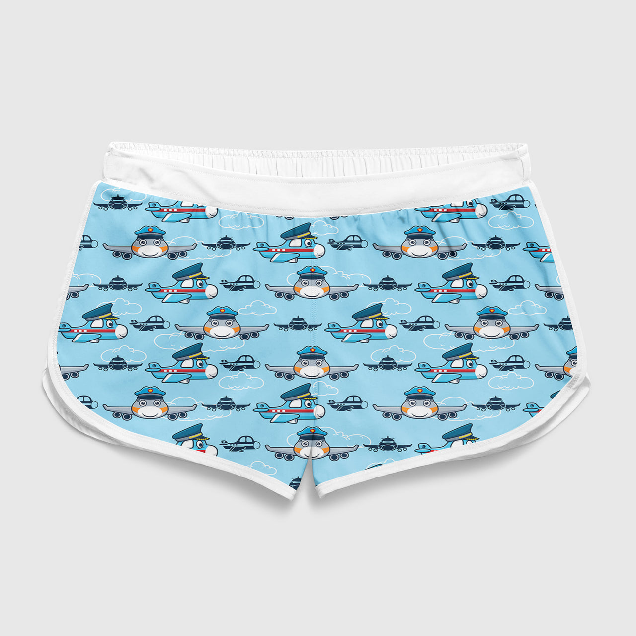 Cartoon & Funny Airplanes Designed Women Beach Style Shorts