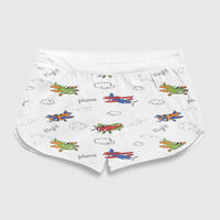Thumbnail for Colorful Cartoon Planes Designed Women Beach Style Shorts