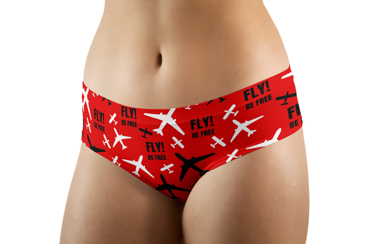 Fly Be Free Red Designed Women Panties & Shorts