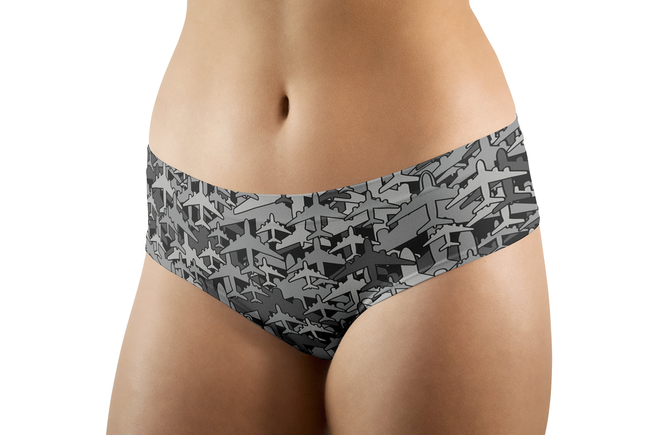 Dark Coloured Airplanes Designed Women Panties & Shorts