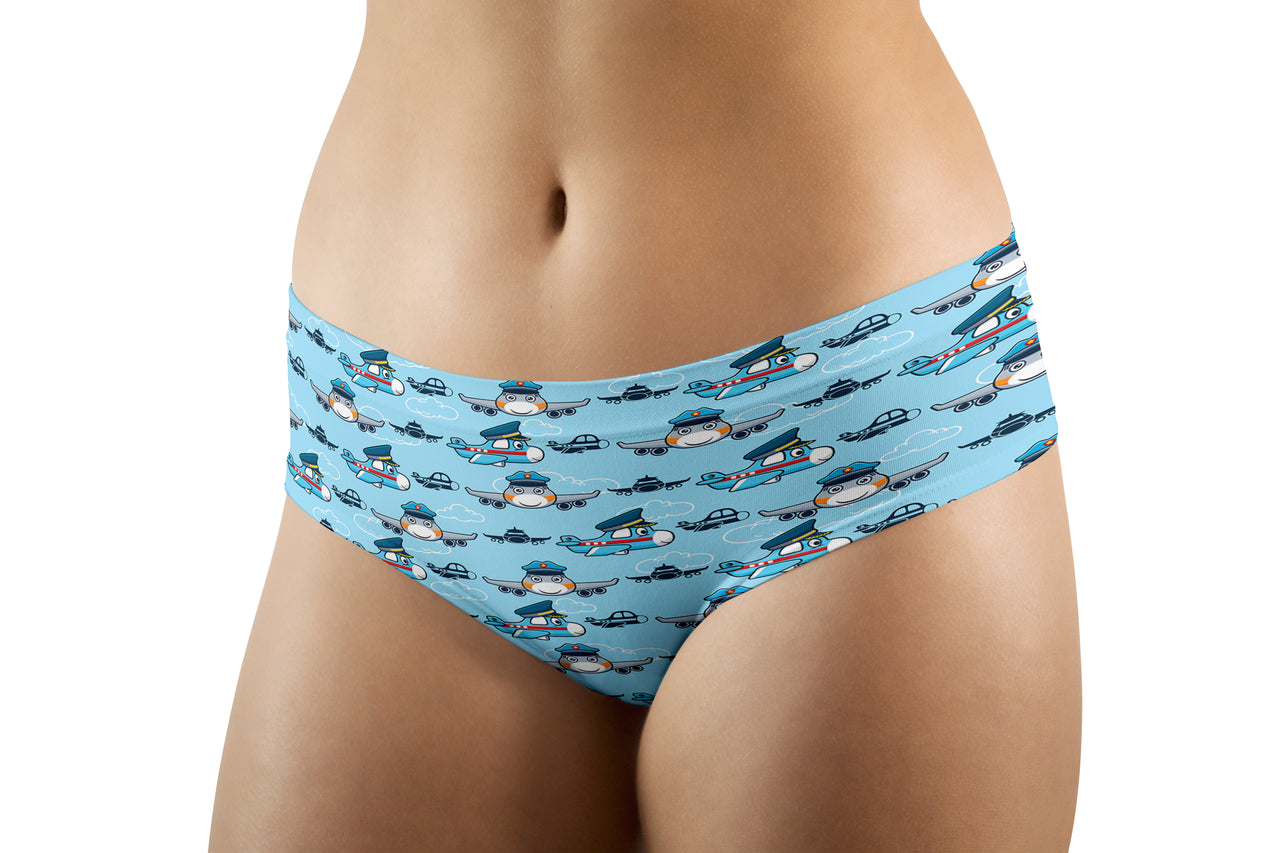 Cartoon & Funny Airplanes Designed Women Panties & Shorts