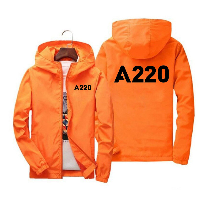 A220 Flat Text Designed Windbreaker Jackets