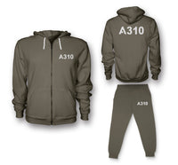 Thumbnail for A310 Flat Text Designed Zipped Hoodies & Sweatpants Set