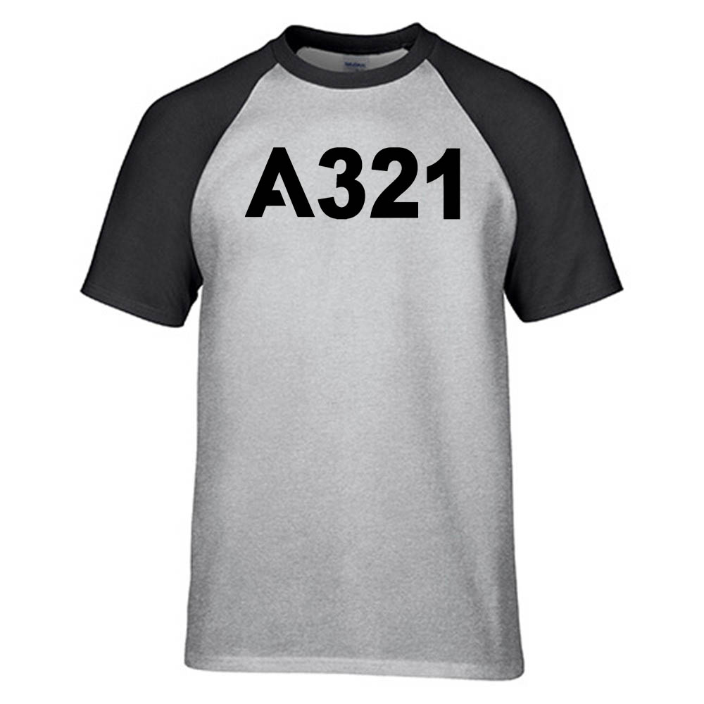 A321 Flat Text Designed Raglan T-Shirts